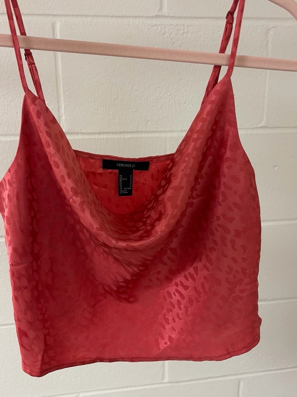 Forever 21 Coral-Red Satin Cowl Neck Cami